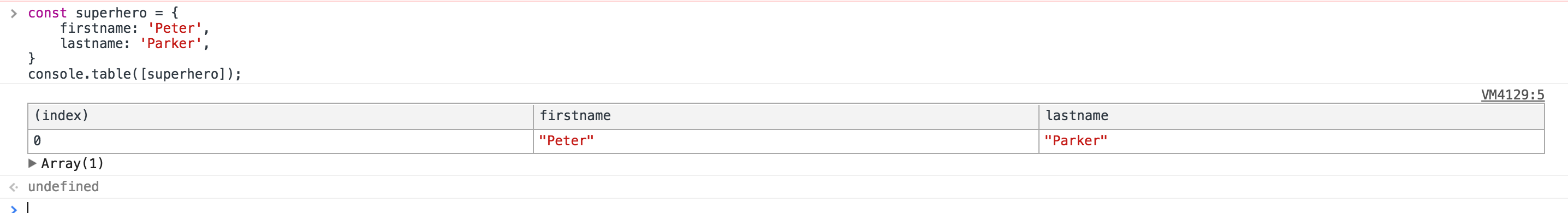 console.table([object])